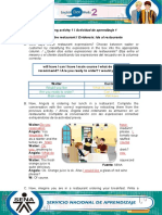 Mesero o El Cliente Clasificando Las Expresiones Del Recuadro en La Columna Correcta