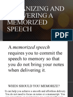 Organizing and Delivering A Memorized Speech