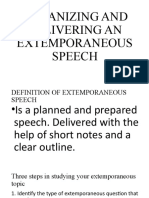 Organizing and Delivering An Extemporaneous Speech