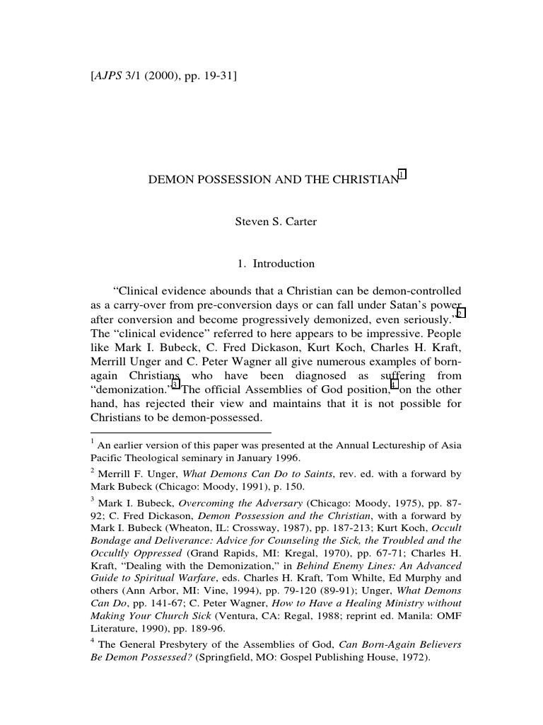 Understanding Demonization in Christians | PDF | First Epistle To The ...