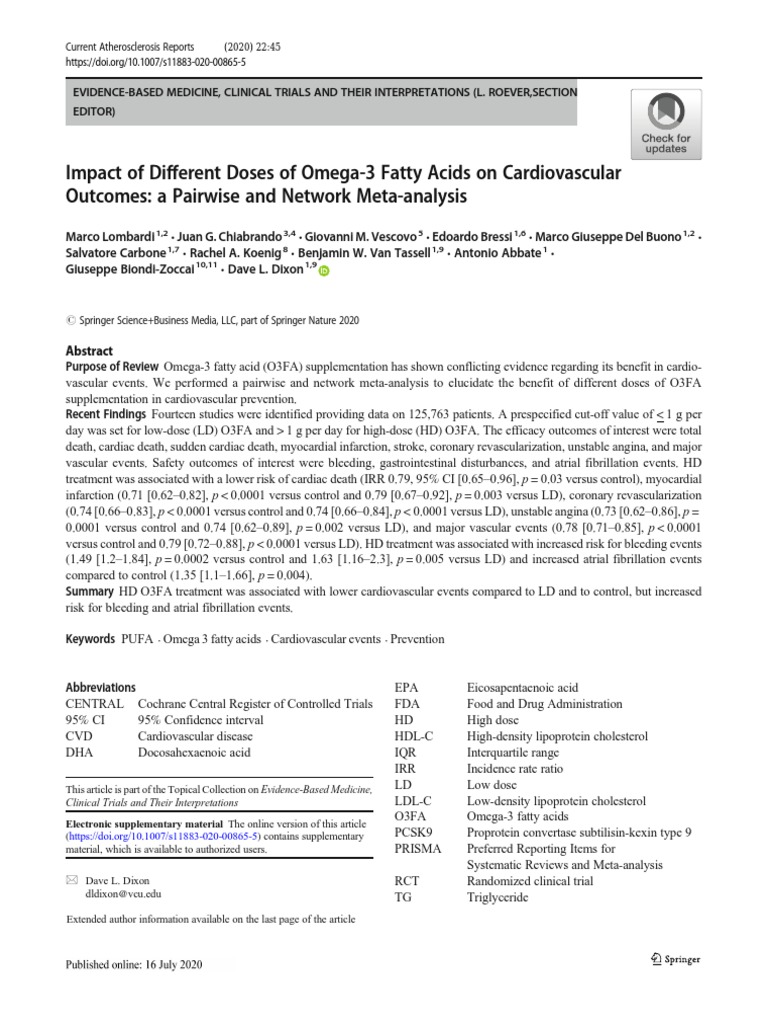 Impact of Different Doses of Omega-3 Fatty Acids On Cardiovascular ...