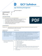 QCF Syllabus: Strategic Marketing Management