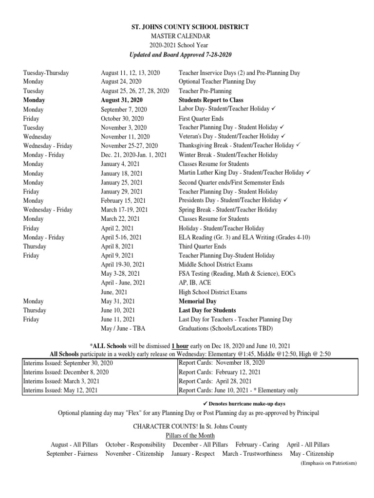 Final 202021 Text Non Color Master Calendar PDF Academic Term