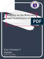 Judging On The Relevance and Truthfulness of Ideas: Kim Christian T. Matildo