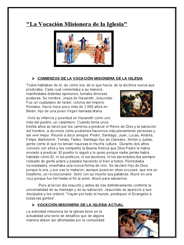 Vocación Misionera de la Iglesia | PDF | Misionero | Iglesia Católica
