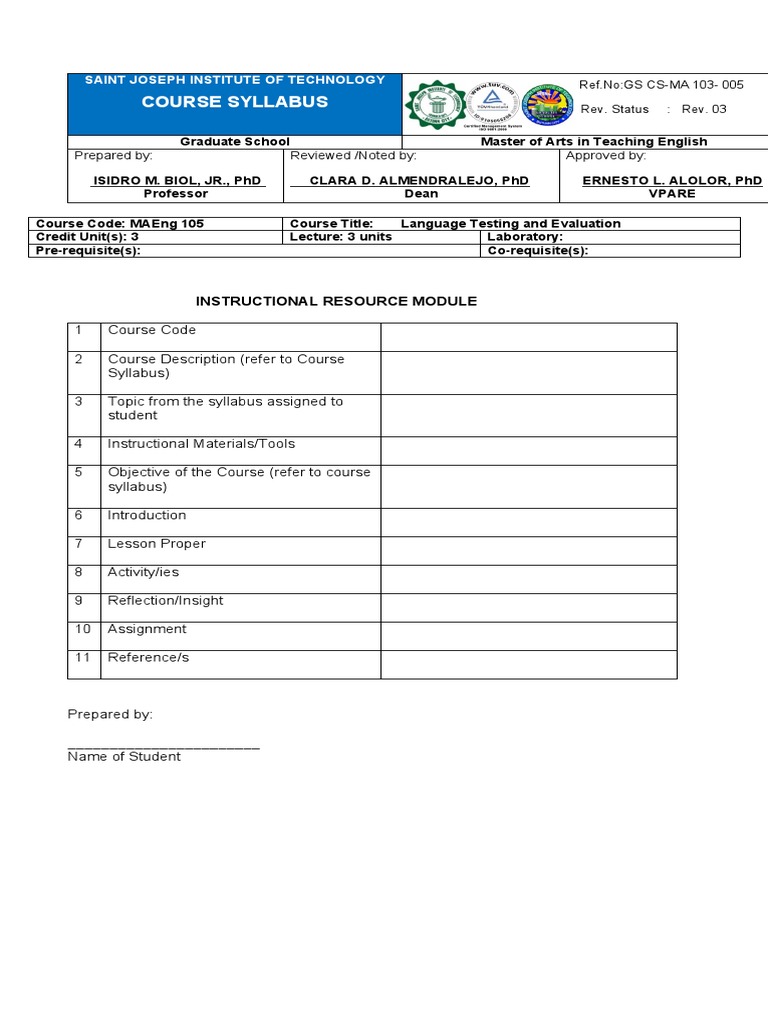 Language Testing & Evaluation Syllabus | PDF