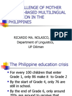 The Challenge of Mother Tongue-Based Multilingual Education in The Philippines
