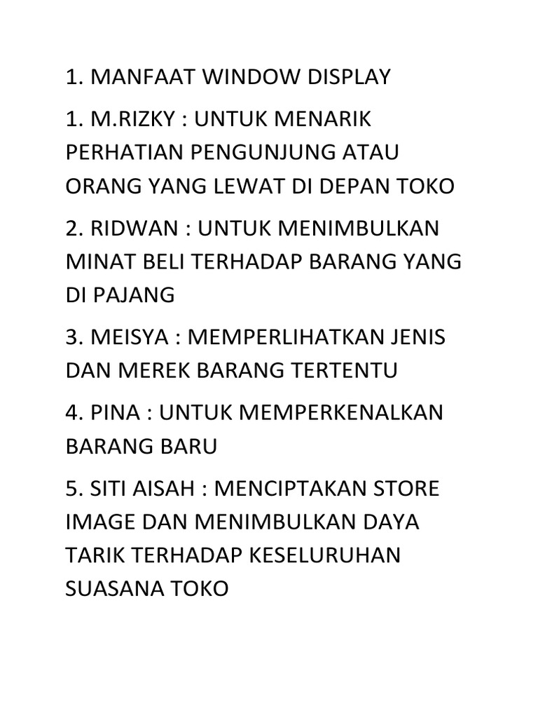 Manfaat dan Fungsi Window Display | PDF | Bisnis | Pengelolaan Keuangan ...