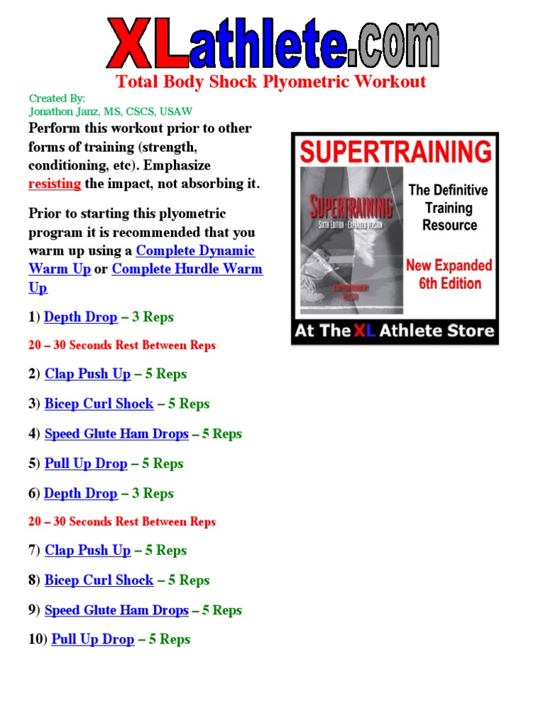 Total Body Shock Plyometric Workout For Sport | PDF