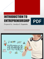 Introduction To Entrepreneurship: Prepared By: Jocelyn F. Española