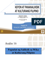 Aralin 16 Pagsulat NG Saliksik Sa Wika