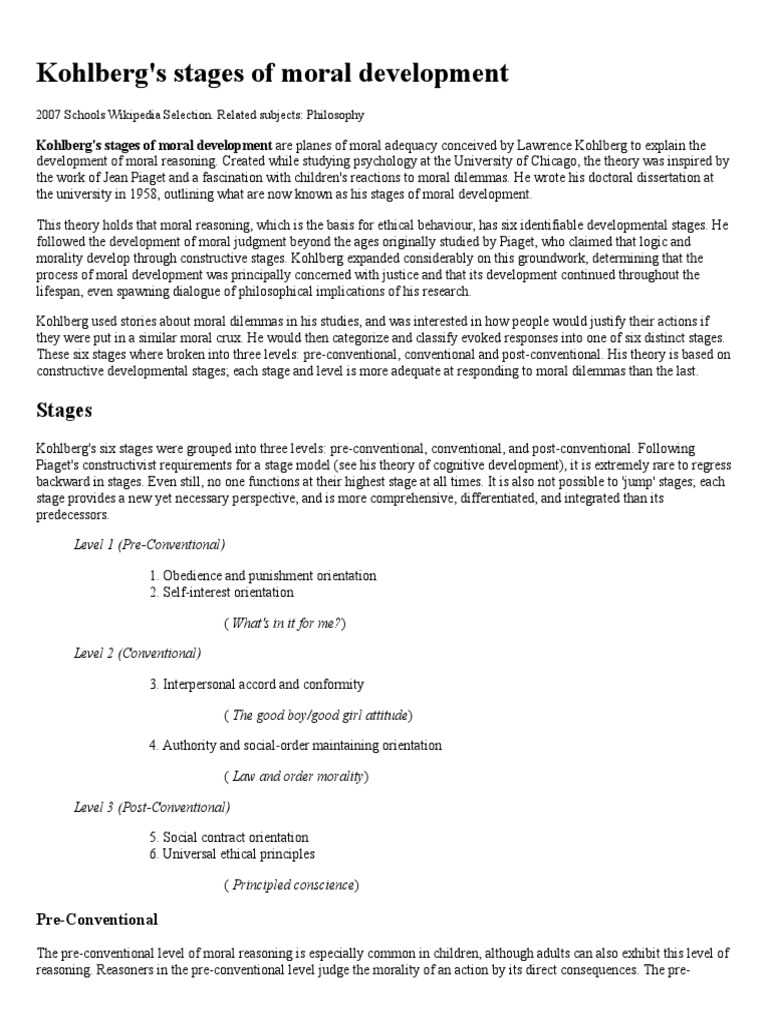 Understanding Kohlberg's Moral Stages | PDF | Epistemology ...