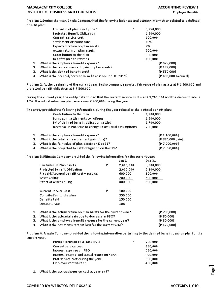 Employee Benefits Accounting Overview | PDF | Defined Benefit Pension ...