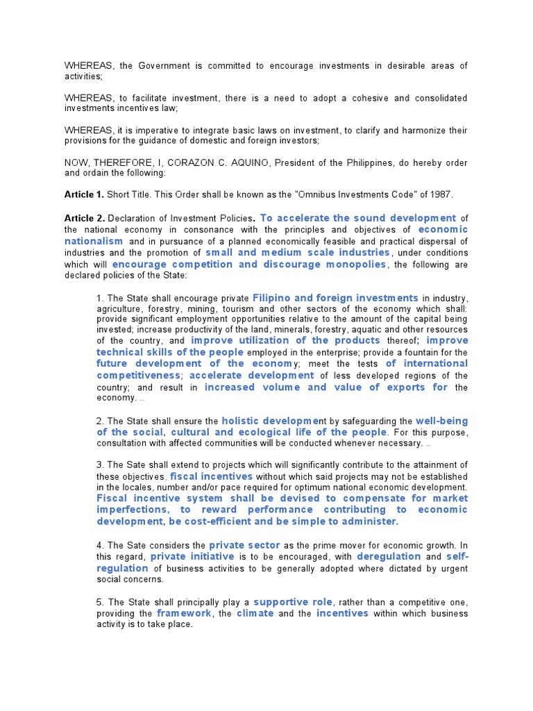 Omnibus Investment Code PDF Securities (Finance) Taxes