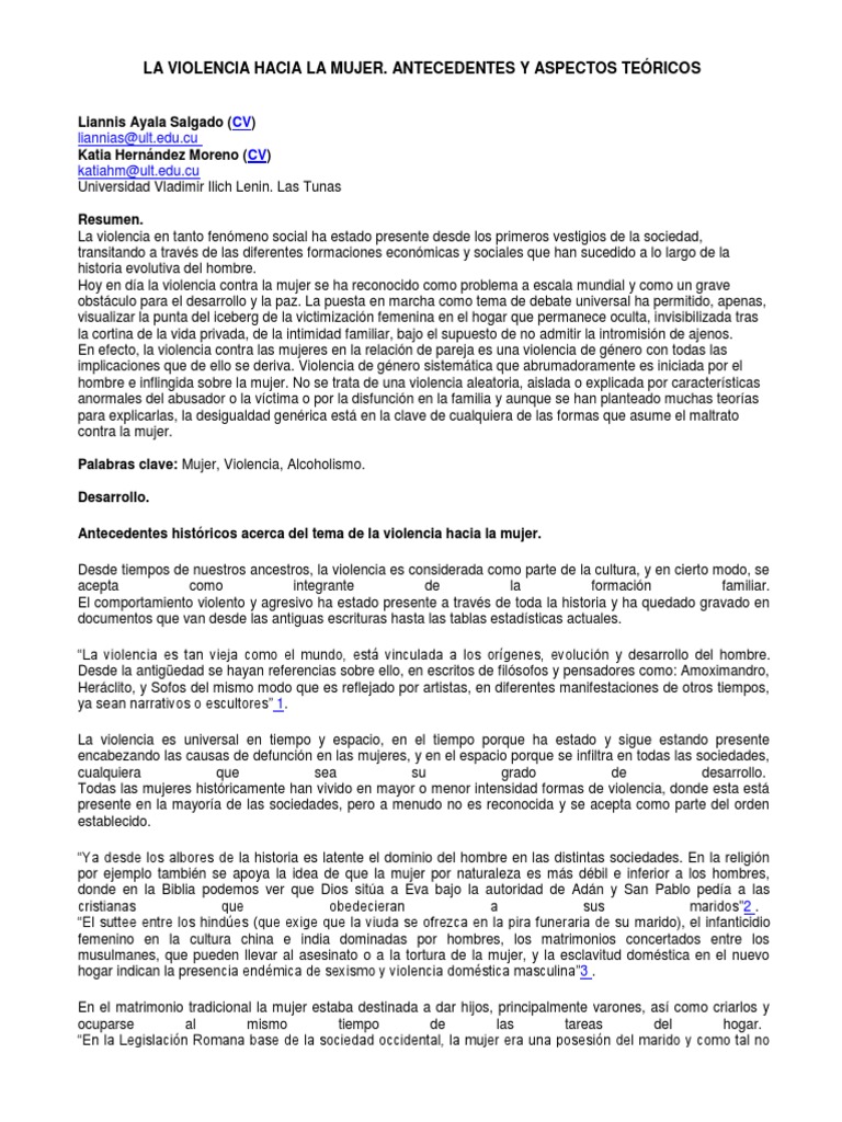 Historia de La Violencia Contra La Mujer PDF | PDF | La violencia ...