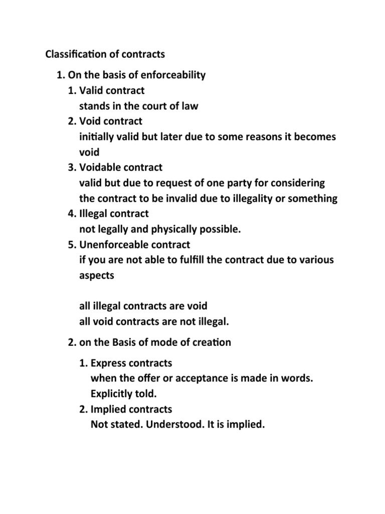 Classification of Contracts | PDF | Law