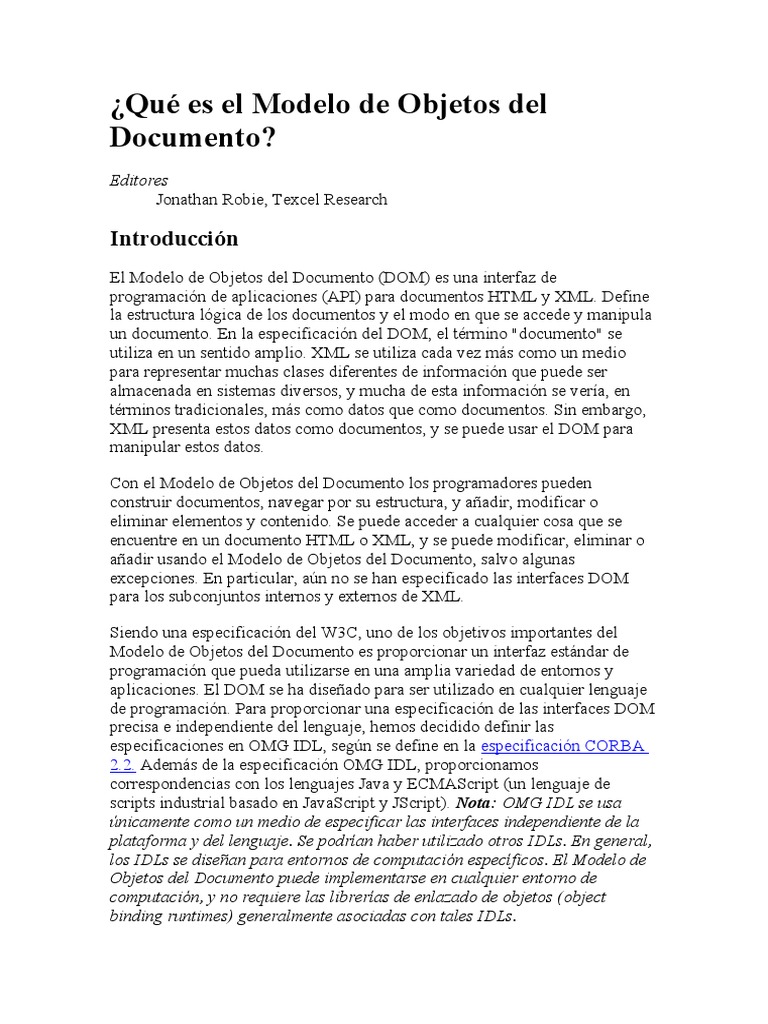 Qué Es El Modelo de Objetos Del Documento | PDF