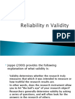 Reliability N Validity