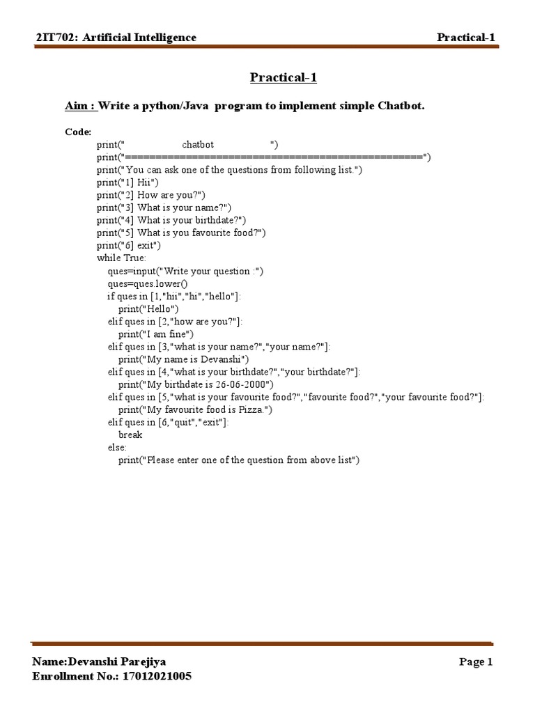 Practical-1: 2IT702: Artificial Intelligence Practical-1 | PDF