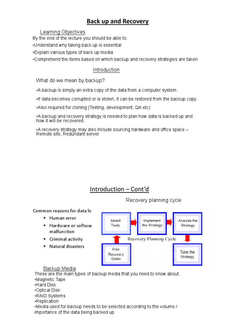 Back Up and Recovery | PDF | Backup | Hard Disk Drive