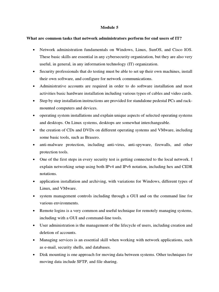 Common Network Administration Tasks Performed by IT Professionals PDF