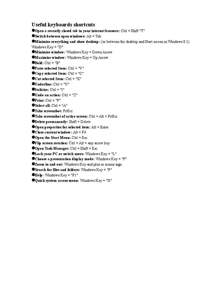 Essential Keyboard Shortcuts Guide | PDF
