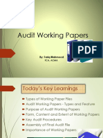 Audit Working Papers: By: Tariq Mahmood