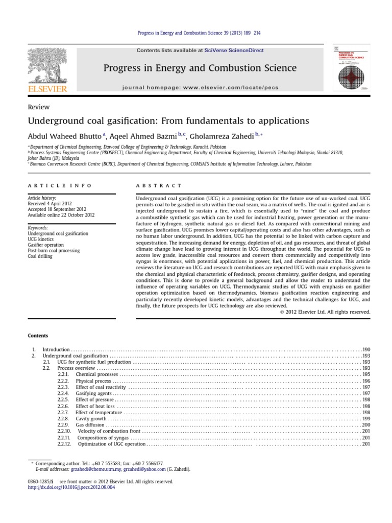 Underground Coal Gasification Overview | PDF | Gasification | Coal