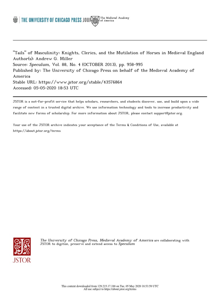 Knights, Clerics, and The Mutilation of Horses in Medieval England ...
