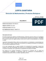 ALERTA SANITARIA Dirección de Medicamentos y Productos Biológicos