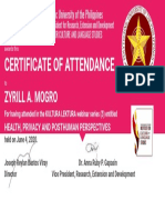 Certificate of Attendance: Zyrill A. Mogro