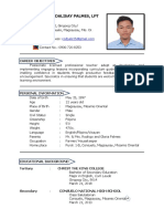 Mr. Rodgen Dalisay Palmes, LPT: Career Objectives