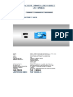 Machine Information Sheet Unit Price: 1. Vendocaster V1100Xl