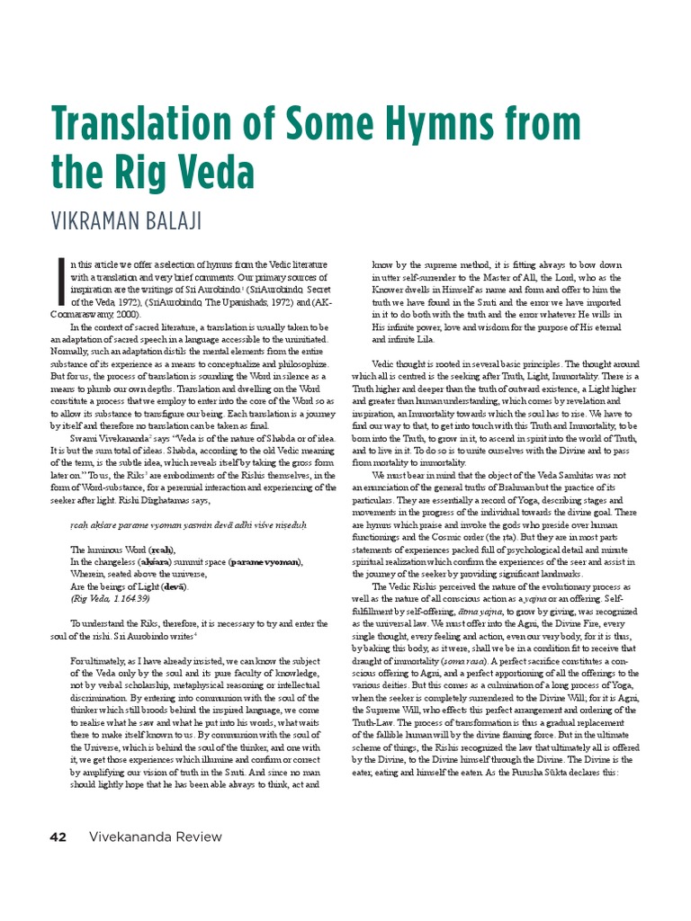 Rig Veda Hymns: English Translations | PDF | Vedas | Sri Aurobindo