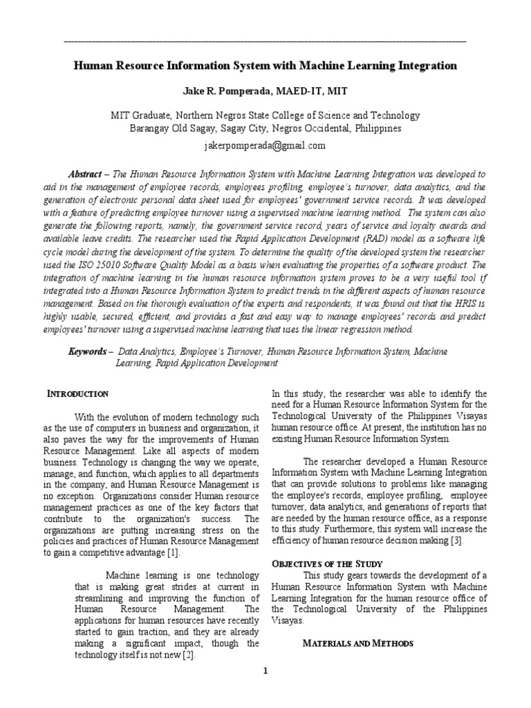 Human Resource Information System With Machine Learning Integration ...