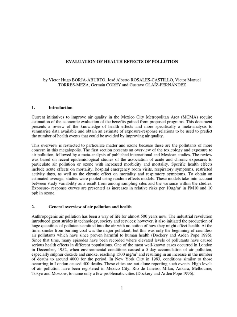 Health Effects of Air Pollution Analysis | PDF | Respiratory Tract ...