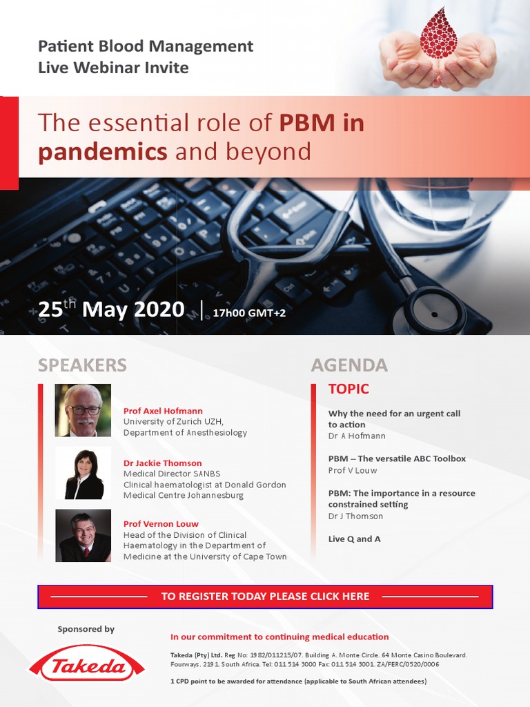Patient Blood Management Webinar Invite | PDF | Science & Mathematics