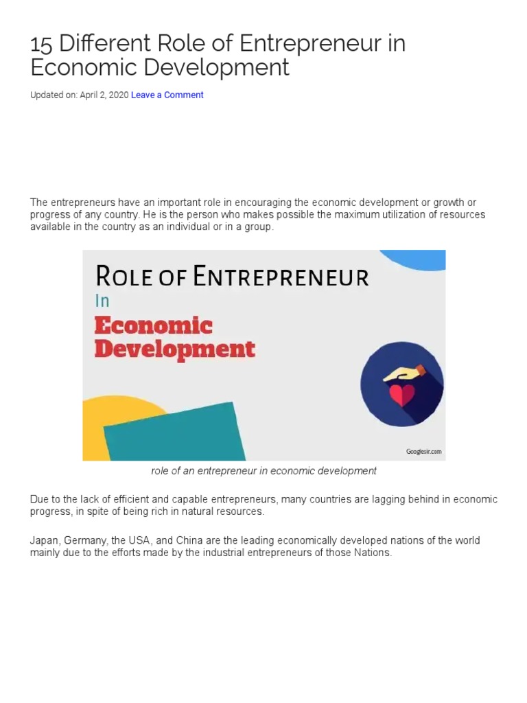 Entrepreneur's Impact on Economic Growth | PDF | Economic Development ...