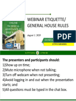 Webinar Etiquette/ General House Rules: Online Technical Assistance To Berf Batch 6