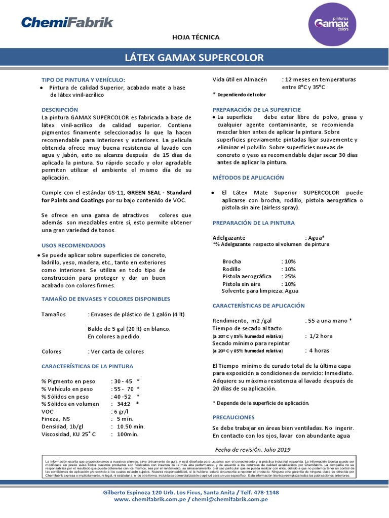 Pintura Látex Gamax Supercolor | PDF | Pintar | Pinturas