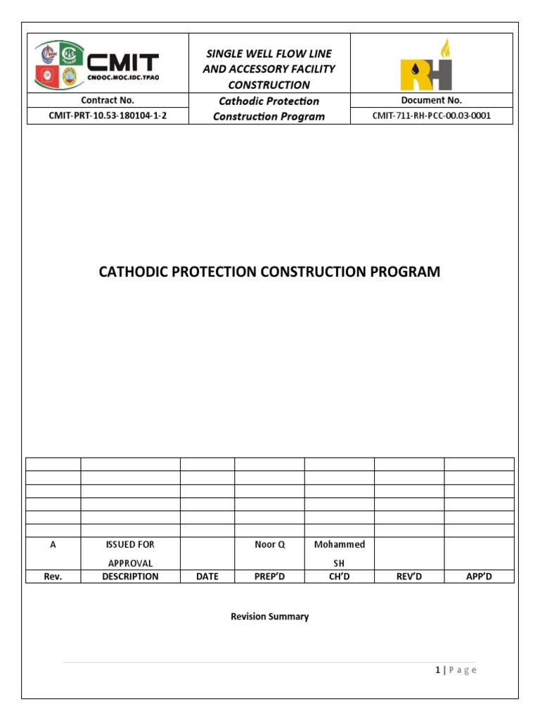 x5 Cathodic Protection Construction Program | PDF | Anode | Pipe (Fluid ...
