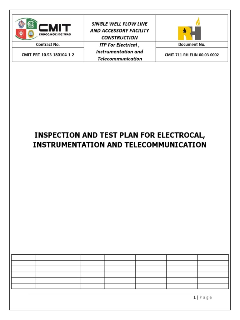 CMIT Test Inspection Plan Overview | PDF | Electrical Connector ...