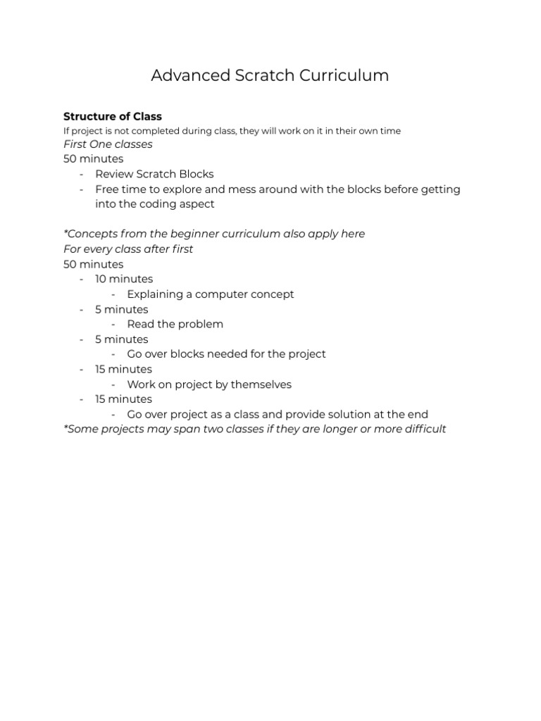 Advanced Scratch Curriculum Overview | PDF | Theoretical Computer ...