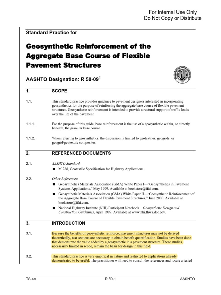 AASHTO R 50-09 Geosynthetic Reinforcement PDF | PDF | Road Surface ...