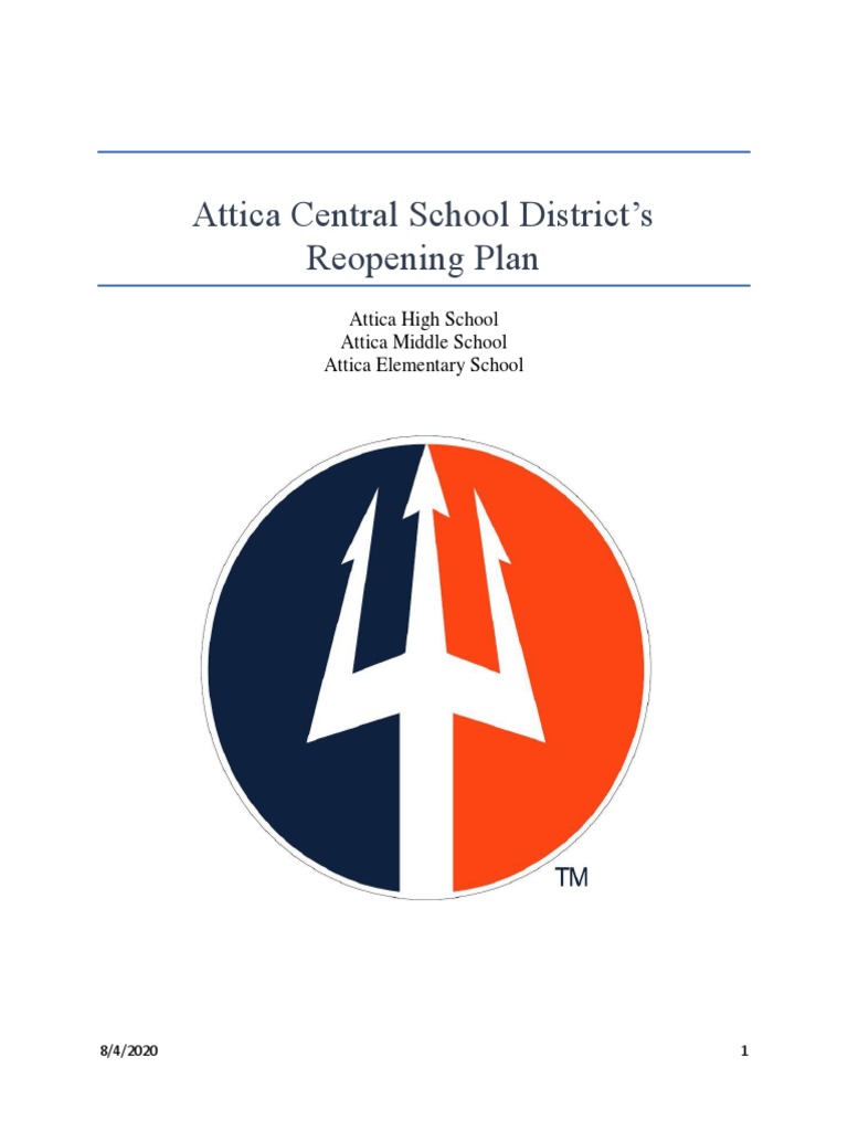 Attica CSD Reopening Plan8.4.20 PDF Hand Washing Hygiene