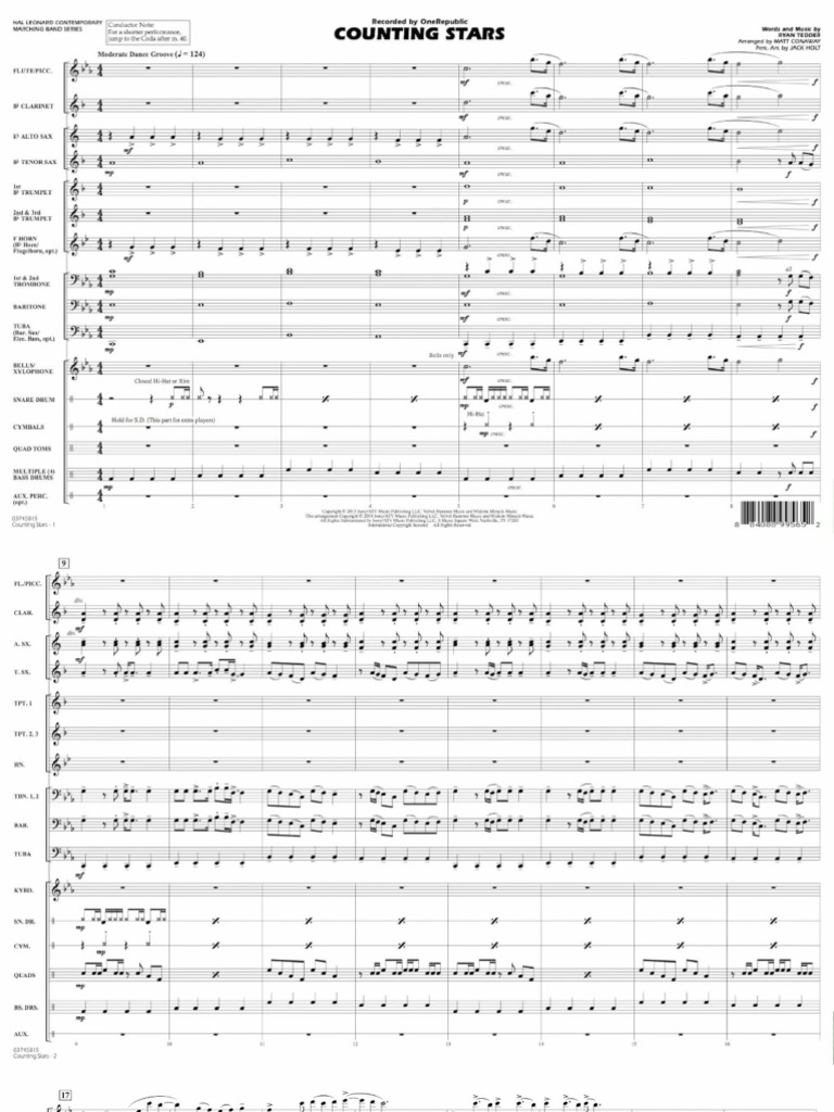 Counting Stars Arranged by Matt Conaway PDF | PDF