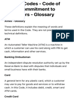 BCSBI - Codes - Code of Banks Commitment To Customers - Glossary