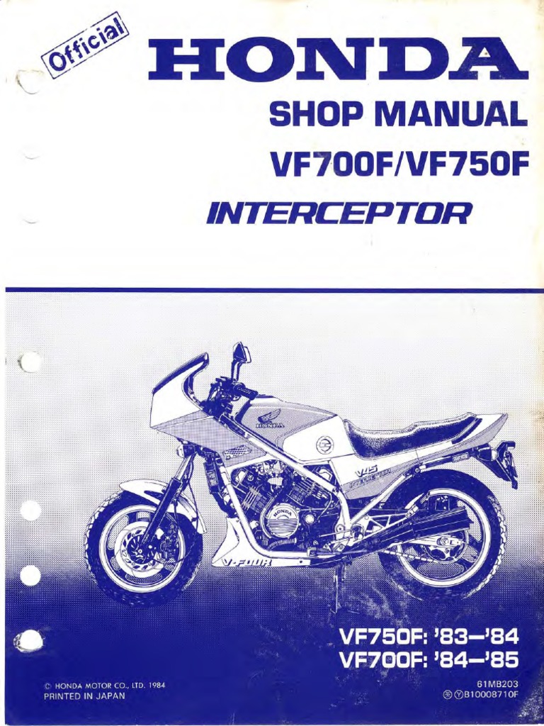 83-85 Honda VF750F-VF700F Shop Manual | PDF | Machines