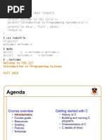 $ Cat Welcome.c: Welcome To COS 217 Introduction To Programming Systems Fall 2019