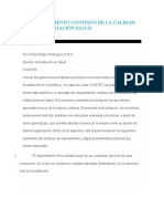 El Mejoramiento Continuo de La Calidad en La Acreditación Salud